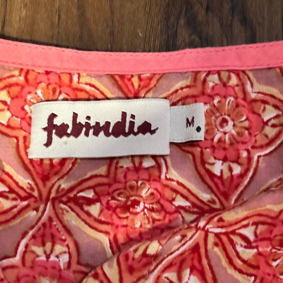 Fabindia Coral and Cream Floral Tunic - Picture 4 of 8